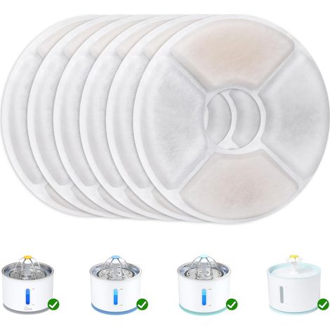 Set of 6 Water Fountain Filters for Cats and Dogs with Ion Exchange Resin and Activated Carbon (1/4)