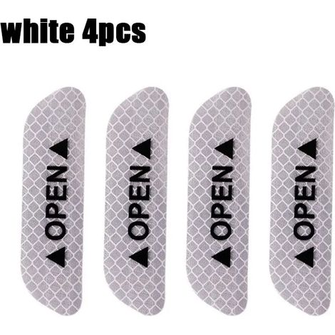 (4 pièces blanches) Autocollant réfléchissant pour portière de voiture, ruban réfléchissant de sécurité pour avertissement d'ouverture, accessoires de voiture, réflecteur intérieur et extérieur (1/4)