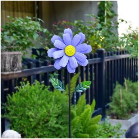 Fiori viola doppio strato di petali di rotazione mulino a vento, decorazioni giardino all'aperto di Arte di ferro Giardino prato equilibrio (1/5)