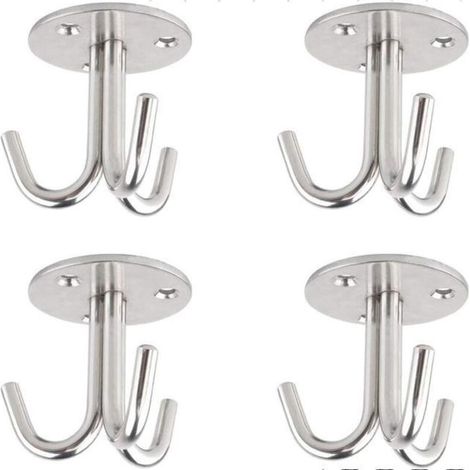 Patère de Fixation au Plafond Crochet, 4 Pièces Crochet en Acier Inoxydable Crochet de Plafond pour Suspension avec Vis Crochet Fixation Plafond Balançoire de Yoga Luminaire Suspendu (1/5)
