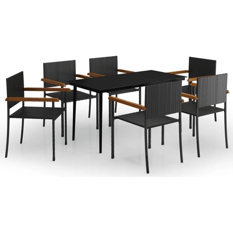 Maison Exclusive - 7-tlg. Garten-Essgruppe Schwarz