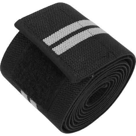 Genouillères de sport à compression élastiques, manchons de genouillère avec sangles de maintien pour l'haltérophilie, noir et gris (1/5)