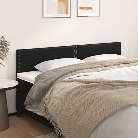 2 pcs Têtes de lit pour lit double, Tableau décoratif de chevet Noir 90x5x78/88 cm Similicuir CDE47890 (1/5)