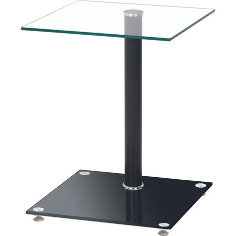 Table d'appoint en aluminium laqué noir avec plateau en verre L40 x P40 x H52 cm