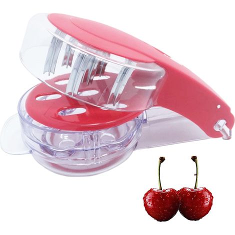 Snocciolatore per ciliegie, snocciolatore per ciliegie con asta e contenitore in acciaio inossidabile, estrattore per semi di ciliegia, impugnatura facile per ciliegie, olive, datteri (1/5)