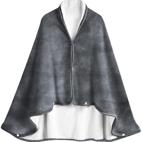 Poncho Châle Femme Couverture Plaid Cape Écharpe Double Face Polaire Couverture de Lit Canapé Voiture Salon Chambre Hiver Chaud Multi-Usage Cardigan Écharpe Wrap Cape Châle avec Bouton (1/5)