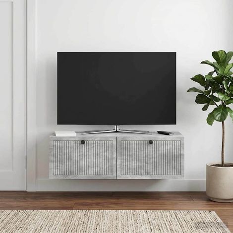 vidaXL Wall-Mounted TV Cabinet Concrete Grey 98 x 31 x 30 cm (1/5)