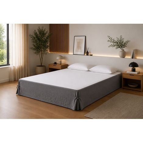 Cache-sommier 160 x 200 cm Double Gaze de Coton GAÏA Anthracite – Qualité Haut de Gamme