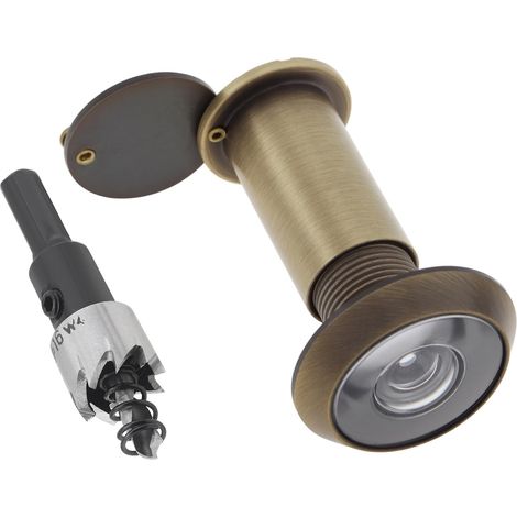 Judas de Porte en Laiton avec Angle de Vision 200°,Oeilleton de Porte avec Foret 16 mm,Compatible Portes 35-60 mm,Finition Bronze (1/5)