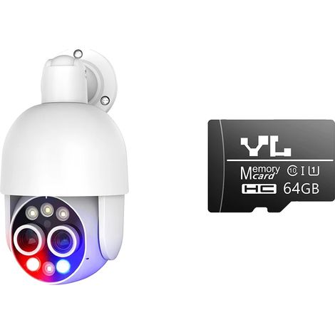 Cámara de vigilancia, lente dual de 8 MP, detección de humanoides mediante IA, cámara 4K de 8 MP y 64 GB. (1/2)