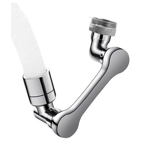 1080 Degrés Aérateur de Robinet, Mousseur robinet cuisine, Filtre économiseur d'eau, Pivotant Mousseur, 2 Modes adaptateur Pour robinets avec diamètre de filetage mâle de 20/22/24mm (Argent) (1/5)