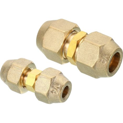 Ensemble de Connecteurs de Joint D'Extension de Tuyau, 2 Pièces de Raccord de Tuyau en Cuivre Sans Soudure avec Écrous à Bride pour Tuyau en Cuivre de Diamètre 1/4" et 1/2" (1/5)