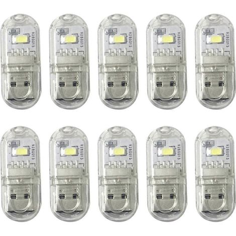 Lampe LED USB avec prise secteur et compatible avec les batteries externes, mini lampe de lecture pour ordinateur portable - Veilleuse portable pour les voyages ou le bureau à domicile (1/5)