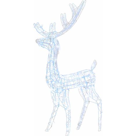 vidaXL Adorno reno de Navidad acrílico blanco frío 140 LEDs 128 cm (1/2)
