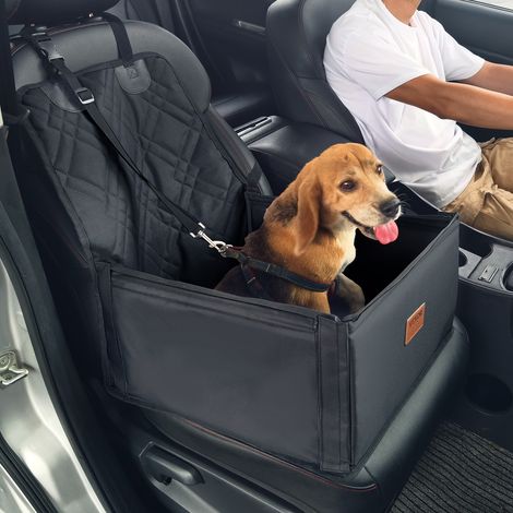 VEVOR Siege deauto pour chiens petite taille 12 kg, siege rehausseur pour chien, avec cadre de support, laisse de securite a clipser, rembourrage en coton, lit voiture pour animal de compagnie, noir