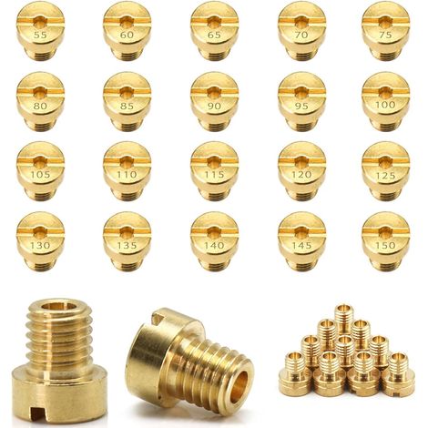 20 Pcs Gicleurs Principaux,Gicleur Principal de ,Buses de  Taille 55，60，65，70，75，80，85，90，95，100，105，110，115，120，125，130，135，140，145，150 (jaune, M6) (1/5)