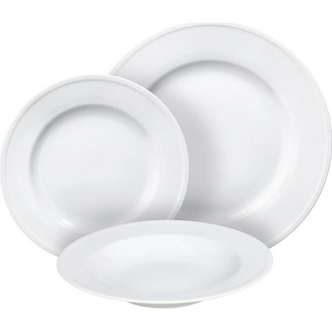 Servizio di Piatti da Tavola in Porcellana Milano Bianco 18 Pezzi Tognana (1/3)
