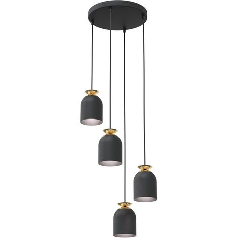 Lampada a sospensione Target in acciaio nero opaco e oro (1/5)