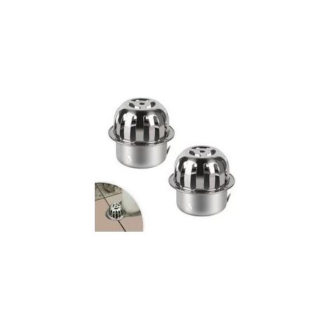 Lot de 2 crépines de gouttière 85 mm en inox, anti obstruction, protège tuyau contre les feuilles et les débris (1/5)
