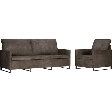 Ensemble de Canapés 2 pcs Gris foncé Tissu en suède synthétique vidaXL (1/5)