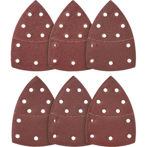 QAZQA Lot de 100 triangles abrasifs - 11 trous - 105 x 152 mm - Grain 240 - Pour ponceuse multifonction - Feuilles abrasives triangulaires - Papier abrasif (1/5)