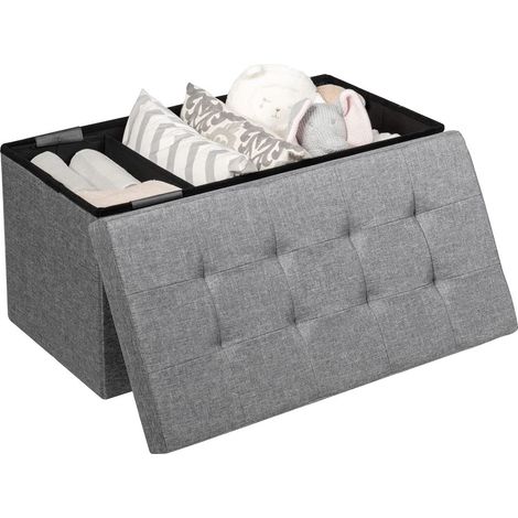 COSTWAY Ottomana Salvaspazio Pieghevole da 80 cm, Cassapanca per Giocattoli con Contenitore Rimovibile, Poggiapiedi con Sedile Imbottito per Soggiorno, Camera da Letto, Portata 160 kg (Grigio) (1/5)