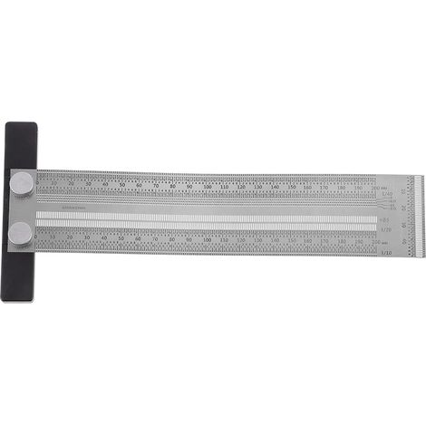 Règle de Traçage en T en Acier Inoxydable, Équerre de Mesure Multifonctionnelle pour Menuiserie, Marquage Précis et Positionnement Facile (1/5)