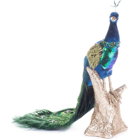 Dekoration MagicHome Weihnachten, Pfau, blau, aus Federn, 24x12x32 cm