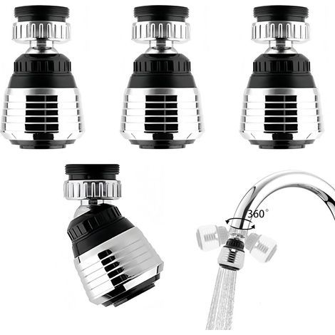 Set di 4 aeratori girevoli per rubinetti, adattatori a spruzzo a 360° per rubinetti, risparmiatori d'acqua per rubinetti con 2 modalità, aeratori per rubinetti di bagno e cucina. (1/5)