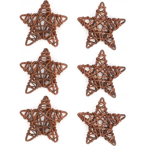 Étoiles en Rotin Naturel 6 Pièces pour L'artisanat de Bricolage, Couronne de Belle Forme pour la Décoration de Mariage et de Noël, Idéale pour la Maison, Les Fêtes et Le Bureau (1/5)