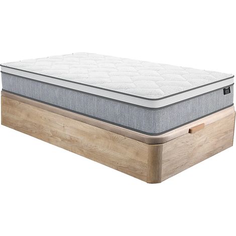 Ensemble 90 x 190 cm sommier coffre naturel clair + matelas ressorts ensachés ép.22cm - SERENITE de YSMÉE (1/5)
