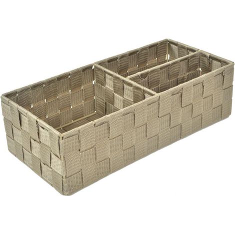 Polyester Schublade in Taubengrau, 3 Fächer, 37x17x10 cm