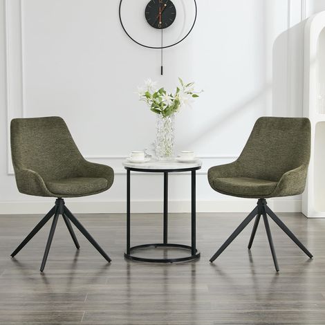 Ensemble table et 2 chaises pivotantes rembourrées, style moderne, vert, pour salle à manger, salon et bureau (1/5)