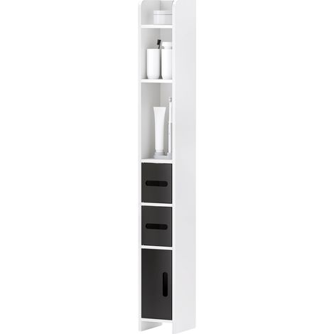 Armoire de toilette Colonna Bagno 3 étagères 3 armoires bois blanc noir 15x17x120 cm