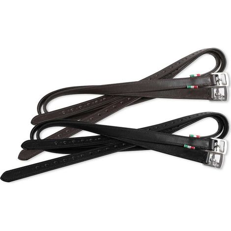 155 cm, Marrone: Staffili per sella inglese in cuoio rinforzato modello Soft Touch