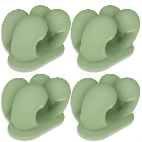 4 Pièces Porte Brosse à Dents Mural en Silicone Vert – Support Multifonction Sans Percer pour Salle de Bain, Range Rasoir Douche, Organiseur pour Brosses à Dents, Rasoirs, Clés
