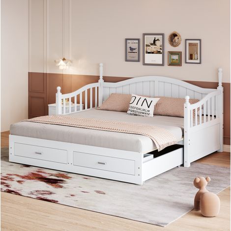 Bett Schlafbett ausziehbar 90x190 Holz Stauraum OKMYHOME (1/5)