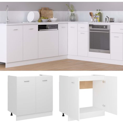 INLIFE Armoire de plancher d'évier Blanc 80x46x81,5 cm Aggloméré (1/5)