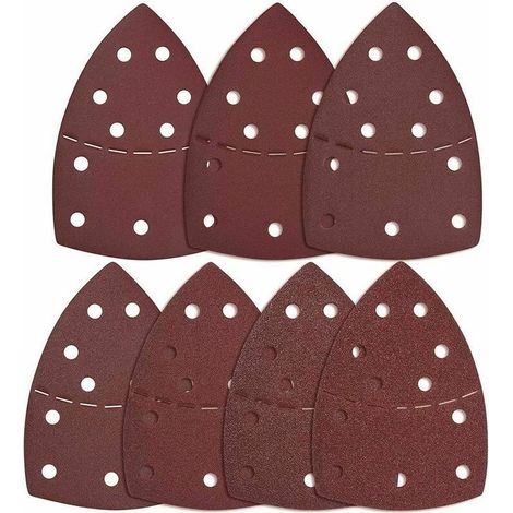 7 PCS Triangles Disques de Ponçage, Papier Abrasifs, 11 Trous Papier de Verre de 40/60/80/120/180/240/400, GraiTaille de 125mm pour Poncer Dérouiller et Polir avec Ponceuses Excentrique