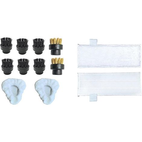 Ensemble de 12 brosses vapeur, bonnets vapeur et lingettes triangulaires pour nettoyeur vapeur Dupray - Pièces de rechange (1/5)