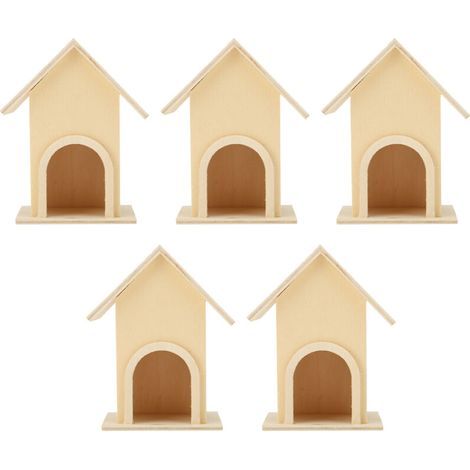 Lot de 5 nichoirs en bois, mangeoires à oiseaux uniques à monter soi-même, décorations pour jardin et terrasse. (1/4)