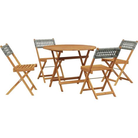 Maison Exclusive - Set Pranzo da Giardino 5pz Grigio Polyrattan e Legno Massello (1/5)