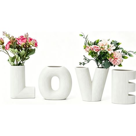 Keramikvasen mit dem Buchstaben „Liebe“, nordischer Boho-Stil, ideal fürs Wohnzimmer und als Geschenk