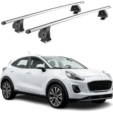 OMAC Barres de toit transversales en aluminium pour Ford Puma 2019-2026 – TÜV / DIN 75302:2019 – Antivol inclus – Charge max 75 kg – 2 barres – Gris (1/5)