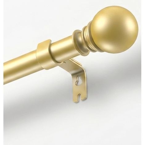 Tringle à Rideaux Dorée 66-300 cm, Ø25 mm, Extensible Réglable en Métal Robuste avec Supports et Embouts Décoratifs, Barre à Rideaux pour Fenêtre, Extérieur, Chambre, Cuisine et Salon (1/5)