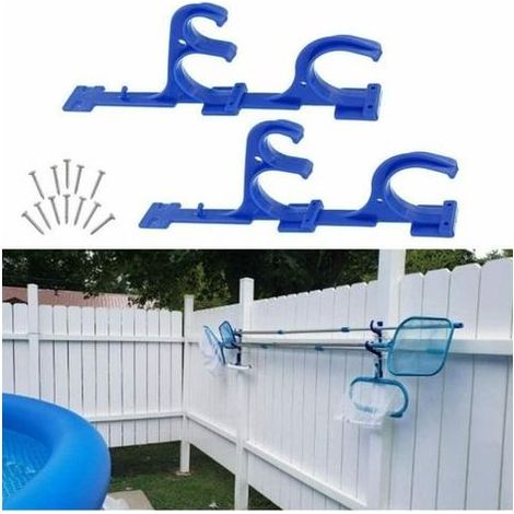 BRICOOMARKET 2 Pcs Piscine Pole Cintres Crochets Support,Crochets pour Bâtons De Piscine avec Vis - Parfait pour La Piscine, Les Bâtons Télescopiques, Les Skimmers, Les Brosses Et Le Tuyau D'aspiratio (1/5)