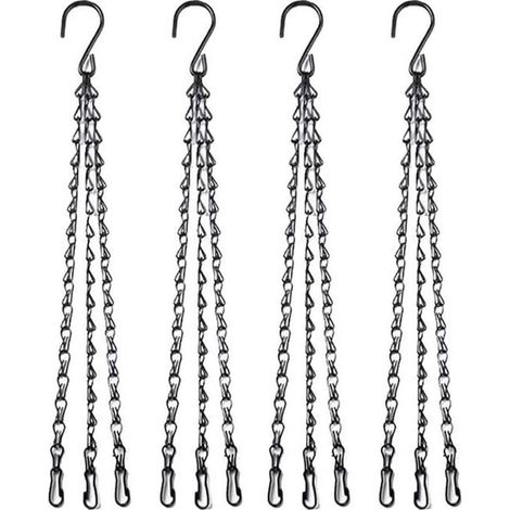 Catene per vasi sospesi - Supporti per vasi di fiori - Decora le piante - Supporto robusto - 4 pezzi da 45 cm - Nero (1/5)
