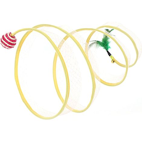 1 tunnel pliable pour chat, forme S, avec plume, jeu interactif, idéal pour chatons et chats d'intérieur/extérieur (1/5)
