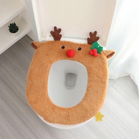 Coussin Pour Abattant De Toilette - Tapis Chauffant En Velours Pour Siège De Toilette - Idéal Pour L'Hiver - 1 Pièce (1/5)