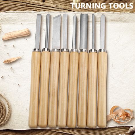 Ensemble de 8 ciseaux à bois pour tour, outils de tournage, gouge à biseau, ciseau à tronçonner (1/5)